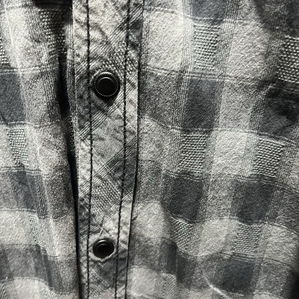 Mens Buckle Black Plaid Athletic Fit Shirt Snap Closure Size Large - Picture 7 of 7